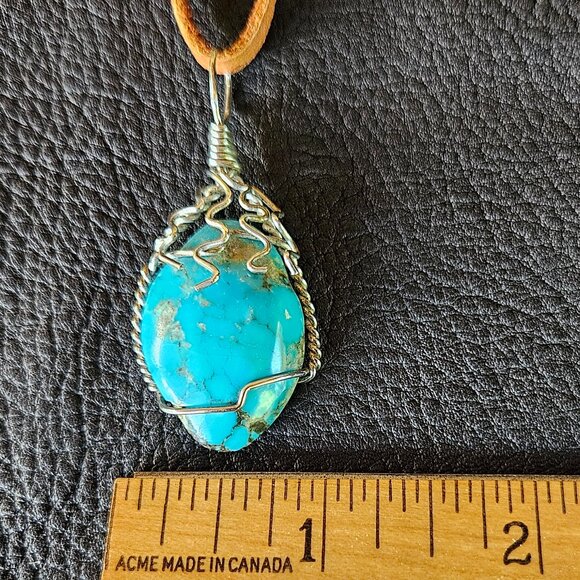 Southwest Turquoise and Sterling Silver Pendant - Picture 4 of 7